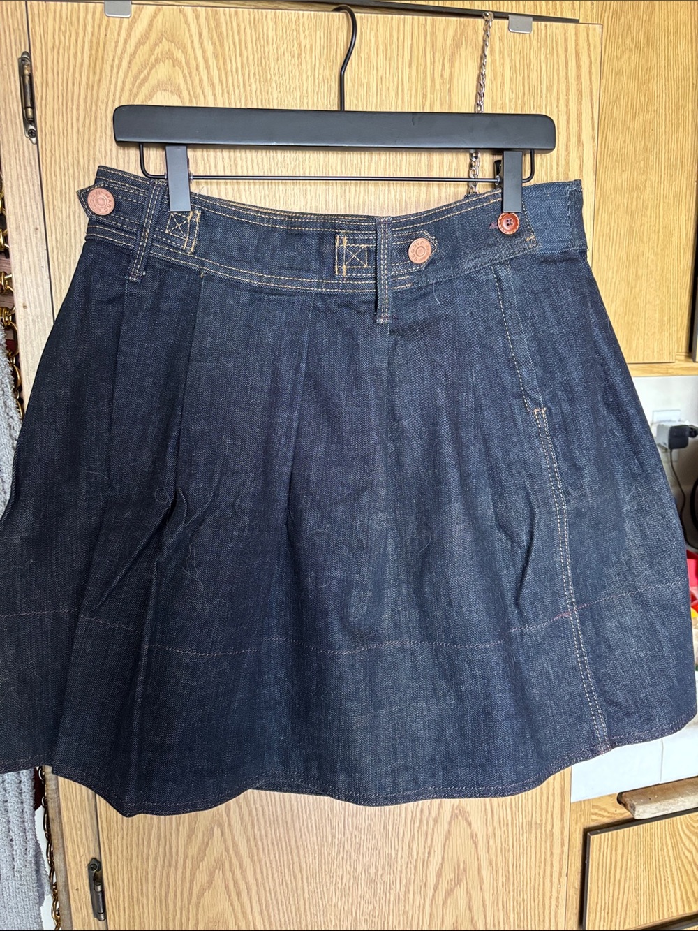 Marc by Marc Jacobs Dark Indigo Denim Pleated Skater Skirt